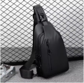 Men's Nylon Waterproof Chest Sling Crossbody Bag Casual Fashionable Satchel USB Shoulder Strap. 