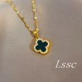 Vintage Diamond Clover Necklace for Women Kwintas Gold Stainless Steel Pendant Chain Choker Accessories Jewelry. 