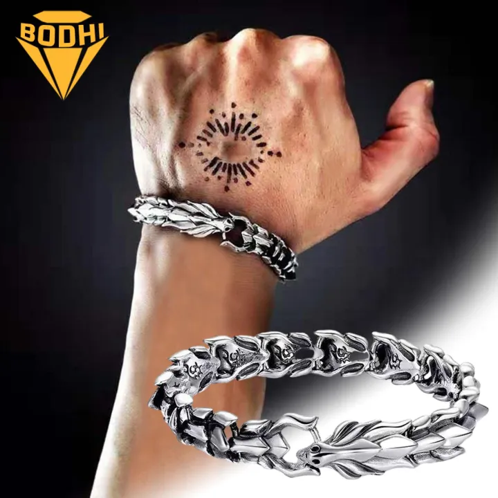 Men Dragon Bracelet Vintage Dragon Studded Bracelet Stylish Retro Keel Bracelet for Men Hip Hop Bangle Jewelry Gift Stylish Hip-hop Bracelet