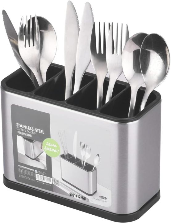 Kitchen Spoon Holder, Stainless Steel Cutlery Organizer for Countertop ...