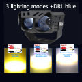 Motorcycle LED and Car Mini Driving Light Set Five Modes (2PCS) LED Headlight Fog Light 60W 12000lm Driving Headlight Bulb IP68 Waterproof Auxiliary Spotlight + DRL Blue. 