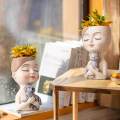 Head Planter Pots Cute Resin Face Flower Pot with Drainage Creative Decorations, Gift for Women, Man, Office and Garden Decor. 