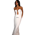 CUTENOVA Strapless Cut Out Bodycon Maxi Dress Women Off Shoulder Backless Solid White Sundress 2024 Summer Beach Y2K Clothe. 