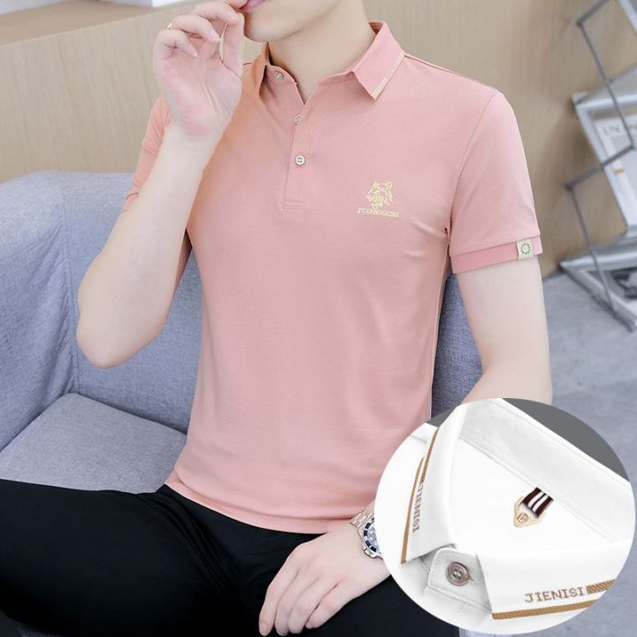 2024%20Summer%20New%20Men's%20Lapel%20Thin%20Slim-Fit%20Short%20Sleeve%20T%20T-shirt%20ins%20Trendy%20polo%20Shirt%20with%20Collar%20Menswear%20Clothing%20-%20Image%208