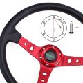 RASTP-14inch 350mm Universal Racing Drift Steering Wheel  Aluminum PU Car Sport Steering Wheels Car Accessories RS-STW020-TP（red）. 