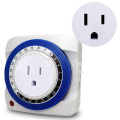2X 24 Hour Timer Socket Mechanical Program Timer Switch Socket 230V Wall Outlet Protector Energy Saveing(US Plug). 