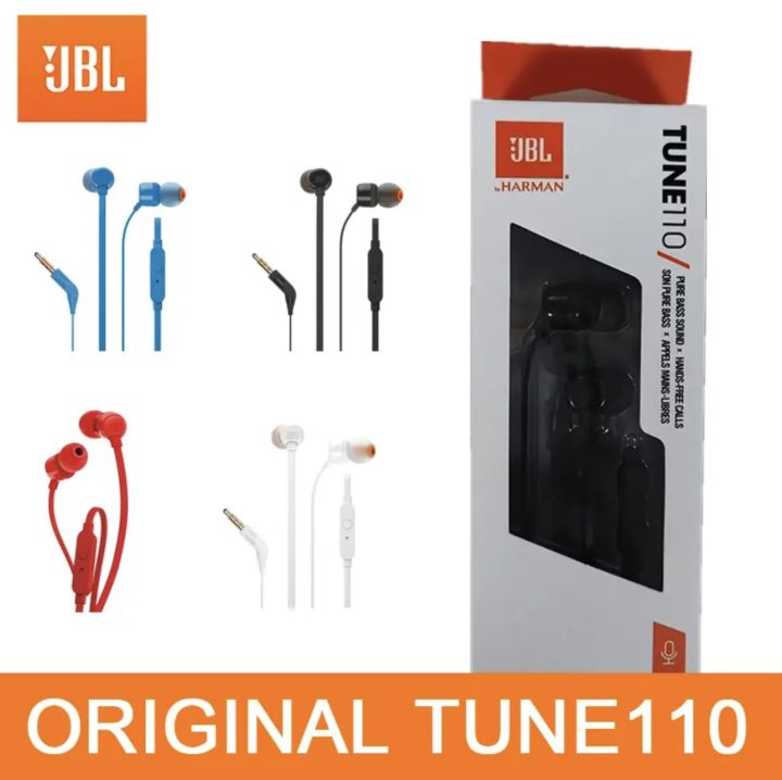 JBL T110 Wired Earphone handfree Headset Branded for Music (Authentic JBL- Serial can be verified on JBL Official Site)