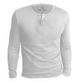 Bear Appeal White Long Sleeve Henley Neck T-Shirt. 