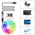 2M LED Strip Light 5050 RGB USB Flexible Lamp Tape Diode Cable  Desk Screen TV Background Lighting. 