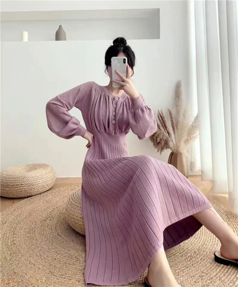 green emerald velvet dress Japanese Korean Style Soft Girl Beige Oversized Knit Sweater Dress  The  Kawaii Factory