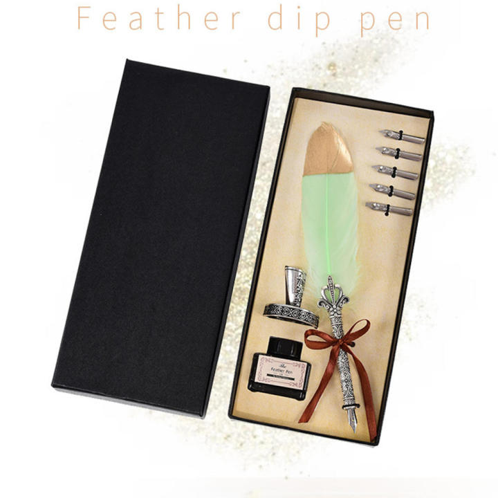 Premium%20quality%20Feather%20Quill%20Dip%20Pen%20Classic%20Vintage%20Antique%20style%20Ink%20Set%20Quill-shaped%20Handwriting%20Tools%20for%20Calligraphy%20-%20Image%202