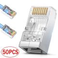 RJ45 Shielded Connector CAT7 CAT6 CAT5e not Pass Through Modular Plug Network Gold Plated Ethernet Cable End 8P8C Crimp End. 
