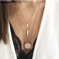 Gold Multi Layer Necklace for Women Girl Layered Necklaces Collares B37206. 