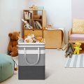 1pc Grey Large Capacity Waterproof Cotton Linen Dirty Clothes Basket Simplified Clothes Sundrie Storage Box Foldable Storage Bag. 