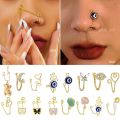 Fashion Devil's Eye Copper Wire Helix Nose Piercing Ring Women Girls African Faux Nose Cuff Clip Chain Punk Body Piercing. 