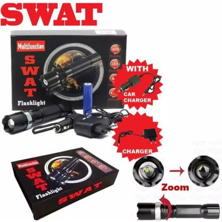 Swat Rechargeable Multifunction Flashlight, Torch