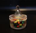 Transparent Qianli Glass Candy Jar With Lid Round Crystal High Quality Glass Candy Jar For Home & Hotel Use. 