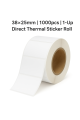 38MM X 25MM DIRECT THERMAL BARCODE STICKER LABEL ROLL, 1CORE 1UPS, 1000PCS. 