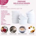 Cup cake ceramic baking cup ceramic baking tray Ceramic Baking Cups for Creme Brulee Custard Dessert Dishes snack baking cup White- 4.0 Inches-6 cups. 
