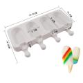 4 Cavity Silicone Popsicle Molds with Sticks Reusable Ice Cream Maker Kit for Homemade Frozen  Fruit Bars Healthy Treats Summer Snacks Easy Pop DIY Mold for Kids and Family DIY Ice Cream Maker Kit. 