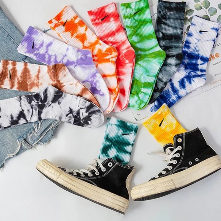 Tie Dye Socks Fashion Tie Dye Socks For Men And Women Cotton Colorful Hip Hop Skateboard Funny Happy Soft Girls Socks