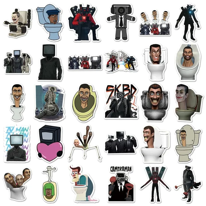 NEW%2010/30/60Pcs%20Funny%20Game%20Skibidi%20Toilet%20Anime%20Stickers%20Graffiti%20Notebook%20Suitcase%20Vinyl%20Waterproof%20Decals%20Sticker%20for%20Kid%20Toy%20Gift%20-%20Image%205