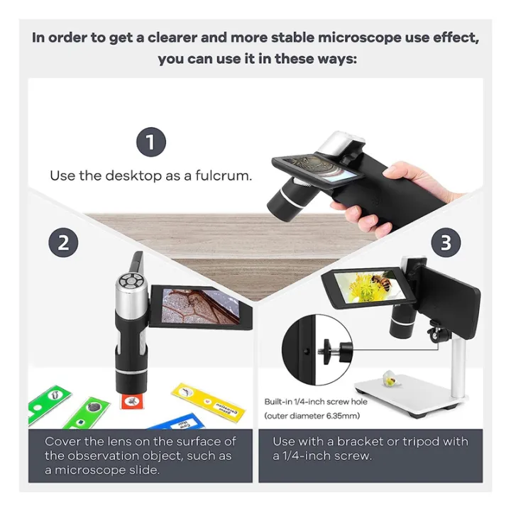 Handheld Digital Microscope Pocket Microscope with 4 Inch Screen ...
