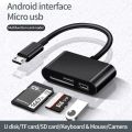 Rojey Micro USB Card Reader OTG Adapter U Disk SD/TF Card Reader for Macbook Smartphone Data Transfer Cable Reader(Black Color). 