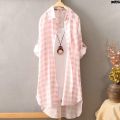 Wide Sleeve Mid-Length Plaid Shirt ﹌ Spring and Autumn Match Shirt Coat 2019 Plaid Women Long New Style Leisure Break Pine Hundred Shirt Coat Thin ?. 