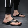 New Leather Sandals Leather Slippers Men's Fashion Outwear Flip Flops Men's Summer Non-Slip Deodorant Outdoor Sandals. 