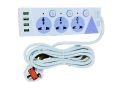 Power Extension Wire Cord With 3 Ac Sockets + 4 USB Ports‎ (K3LH4USB). 