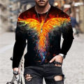 Men's clothing T shirt 3D printed Phoenix T shirt crew neck long sleeve designer interesting tops casual boys fashion T shirts. 