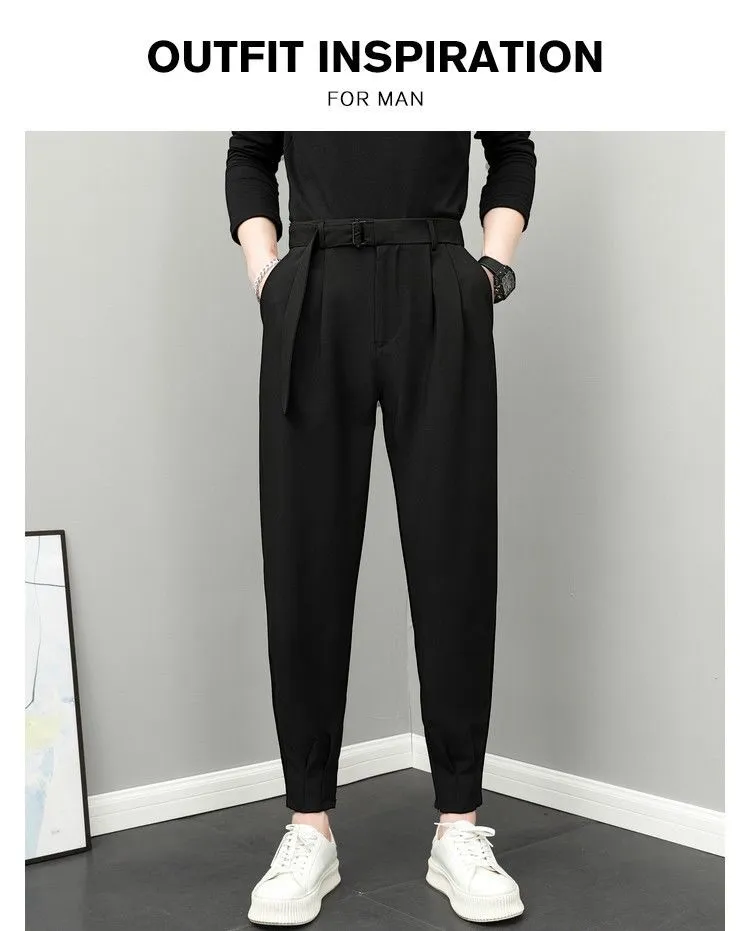 Summer Thin Pants Men's Cropped Small Suit Pants Draping Slim Fit Trendy All-Match Ankle-Tied Zipper Casual Trousers Men | Daraz.lk Summer Thin Pants Men's Cropped Small Suit Pants Draping Slim Fit Trendy All-Match Ankle-Tied Zipper Casual Trousers Men | Daraz.lk
