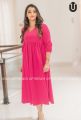 UpTrendy Hot pink Long Sleeves Long cotton frock | Dresses for women | Dress with side pockets. 
