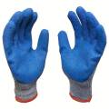 1 Pairs Pack - Latex Coated 100% Cotton - Work Safety Gloves. - Safety Hand Gloves - For All Types Of Home Work Material Handling General Maintenance Construction Work - Blue and Gray. 
