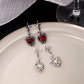 Gothic Star Sutd Earring Dark Red Heart Drop Zircon Earrings Y2K Cross Love Stone Pendant Earring Irregular Crystal Aesthetic Egirl Accessories. 