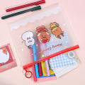 1/4pcs Cartoon Pattern Transparent PVC Bag Large Capacity Clear Bag Stationery Storage Bag Finger Ring Zipper Bag Waterproof File Bag. 