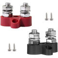 Terminal Block Studs M8 48V Junction Block Bus Bar Dual Heavy Duty Power Distribution Stud for Truck RV Boat,Black. 