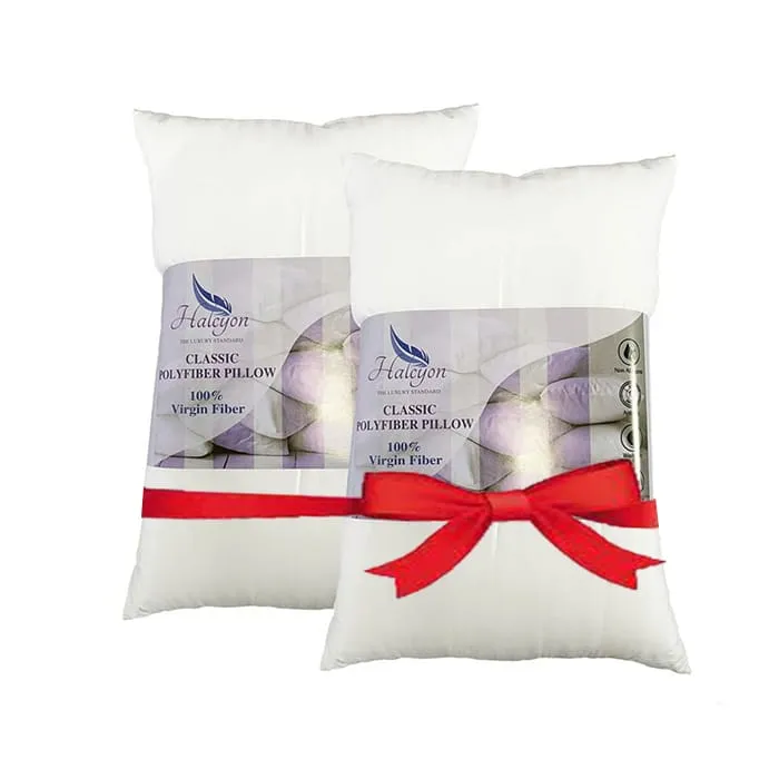 Halcyon Classic Virgin PolyFiber Pillow ( 16"x 24" ) - 2 in 1 Pack
