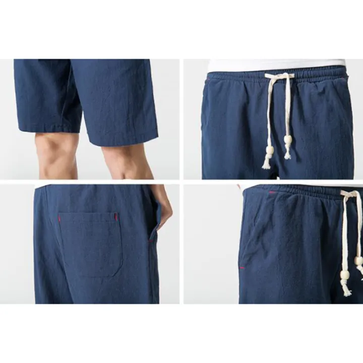 Yfashion%20Men%20Cotton%20Shorts%20Solid%20Color%20Cotton%20And%20Linen%20Loose%20Casual%20Large%20Size%20Summer%20Beach%20Cropped%20Pants%20with%20Pockets%20color%20-%20Image%206
