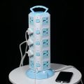 Tower Multi Power Strip Vertical EU US UK Plug Multiple Vertical Power 4 Outlets Sockets with 3 USB Overload Protector Switch. 