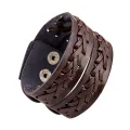 Men's Vintage Style Braid 2 Layer Leather Bangle Punk Wristband Cuff Bracelet. 