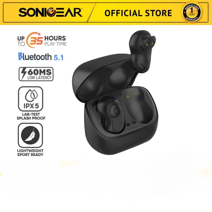 SONICGEAR EARPUMP COMFY 1 TWS BLUETOOTH WIRELESS EARBUDS WITH IPX-5 SPLASH PROOF