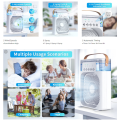 USB Water Mist Fan 7 Colors LED Light Humidification Desk Fan-B. 