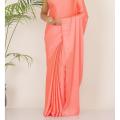 PLAIN VALENTINA SATIN SAREE WITH PLAIN BLOUSE PIECE. 