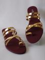 Freedom feet Flat Slipper Meroon & Gold. 