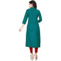 Women Plain casual wear in college, office, function or birthday Cotton Blend Straight Front Slit 6 button Kurti. 