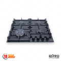 EURO APPLIANCES 4 Burner Gas Cooker Black Tempered Glass Built in Hob. 