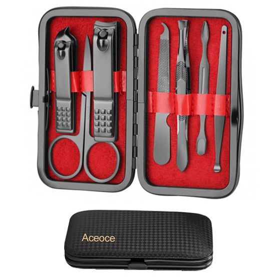 Manicure Set Personal Care Nail Clipper Kit Luxury Manicure 8 In 1 Professional Pedicure Set Grooming kit Fathers Gift for Men Husband Boyfriend Parents Women Elder Patient Nail Care