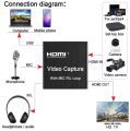 Video Capture Card 4K 1080P usb video capture card HDMI Video Capture Card with Microphone R / L Loop  for YouTube Facebook TikTok TV Video Grabber Live Gaming Broadcasting Record PS4 Game DVD Recording Live. 